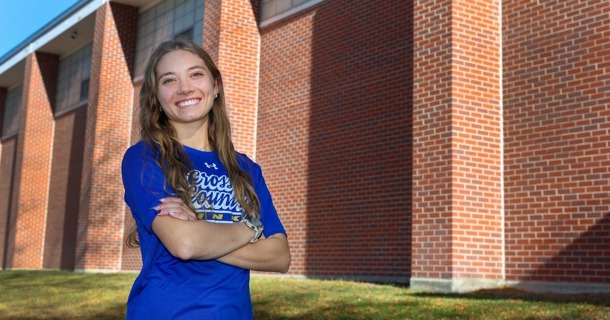 UNK senior Ella Buhlke competes on the Loper track and cross country teams while maintaining a 4.0 GPA as a pre-medical student. (Photo by Erika Pritchard, UNK Communications)